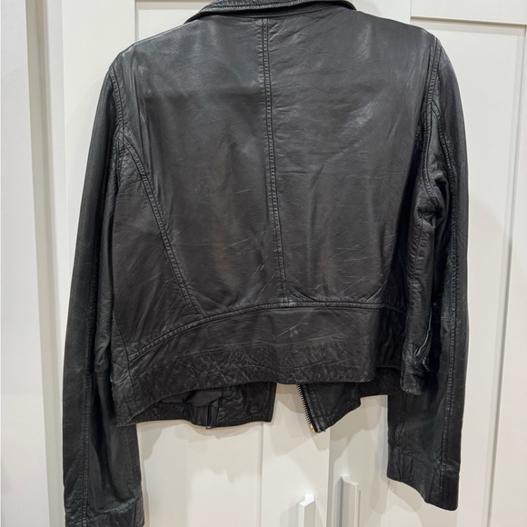 J.Crew Size M Real Leather Black Leather Biker Jacket - Picture 5 of 5
